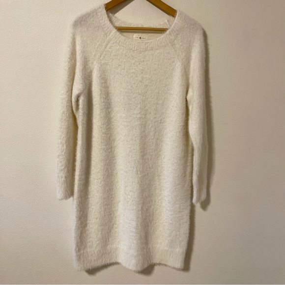 Lou & Grey Lashout Sweater Dress White Long Sleeve Crew Eyelash-Small - Picture 3 of 11
